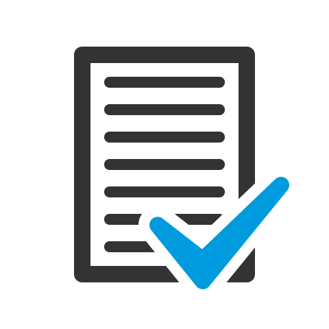 Icône "évaluation" représentant visuellement le concept d'évaluation ou de test sur une interface numérique