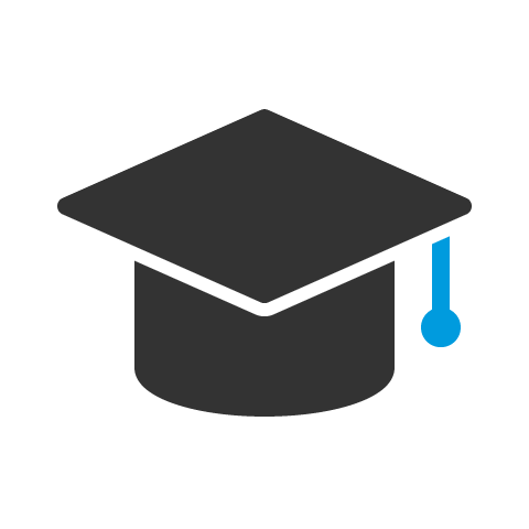 Icône de chapeau de diplômé symbolisant la réussite, la certification ou la formation académique